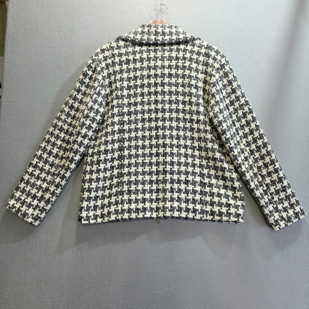Chico's Women's Black/White Wool Blend Full Zip Weave Jacket Size 2-(L or XL) - Picture 5 of 9